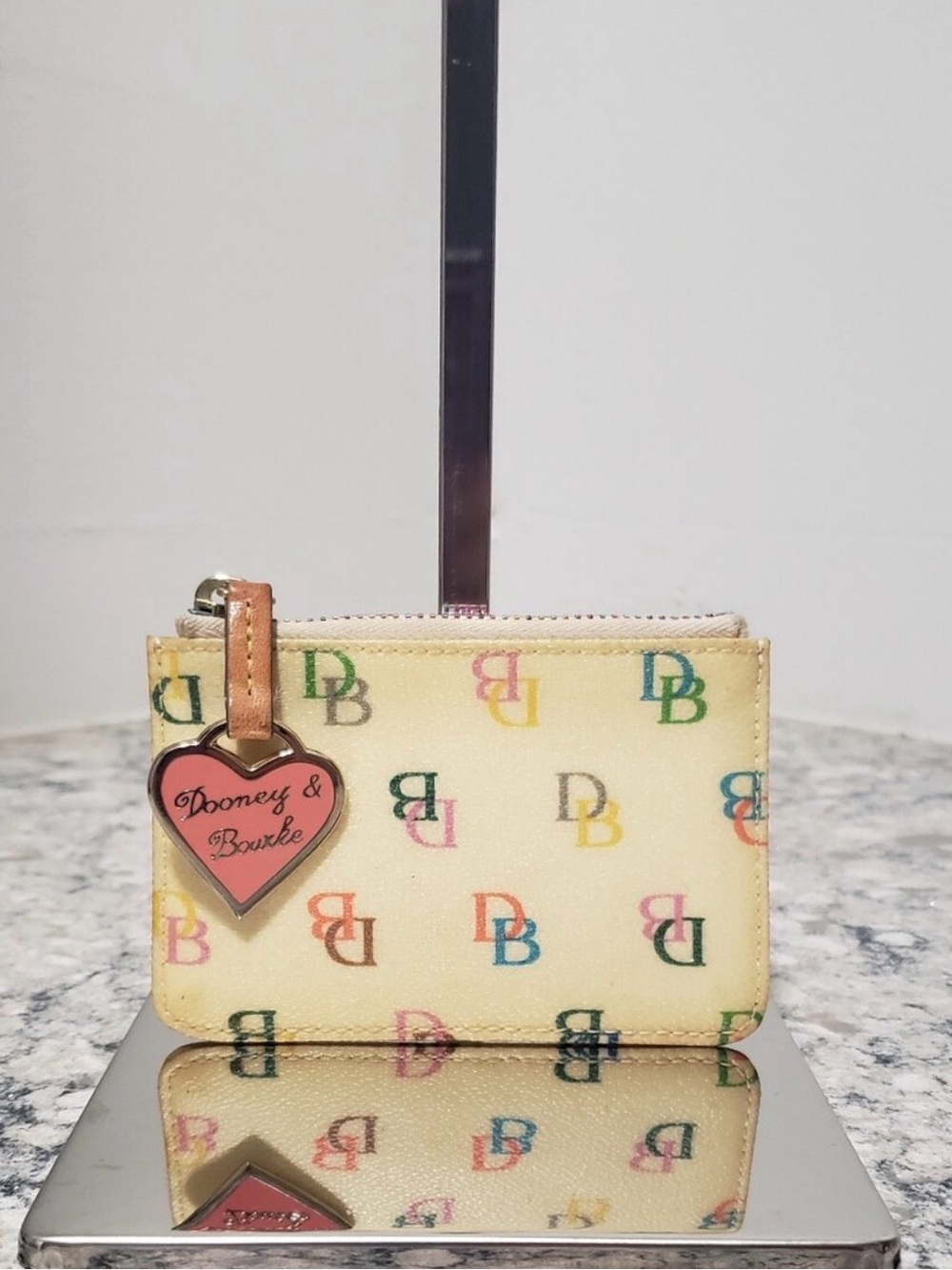 Vintage Dooney & Bourke Y2K Rainbow Monogram Keyring Coin Pouch